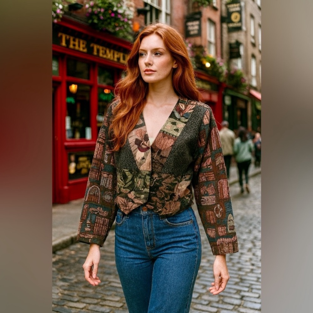 Vintage Villa Factory Tapestry Jacket - 2 button closure